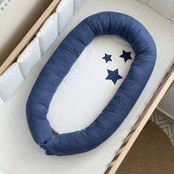 Protectie somn - Baby Nest Stars vafe albastru